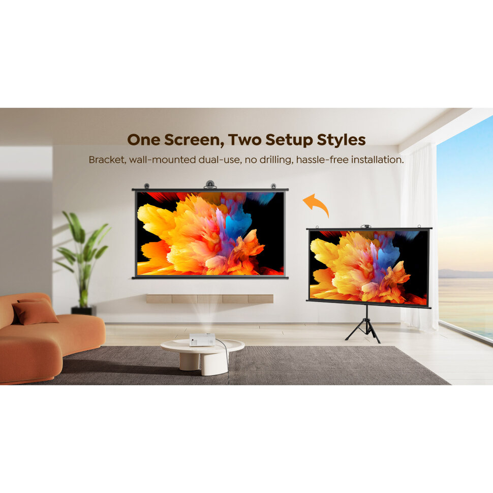 Проекційний екран на стійці YABER YS-84D 84" 16:9 186x105см (Yaber-84Inch-StandScreen)