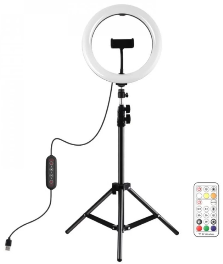 Кольцевой свет со стойкой Puluz PKT3081B RGBWW 26 см. 20W (58465)