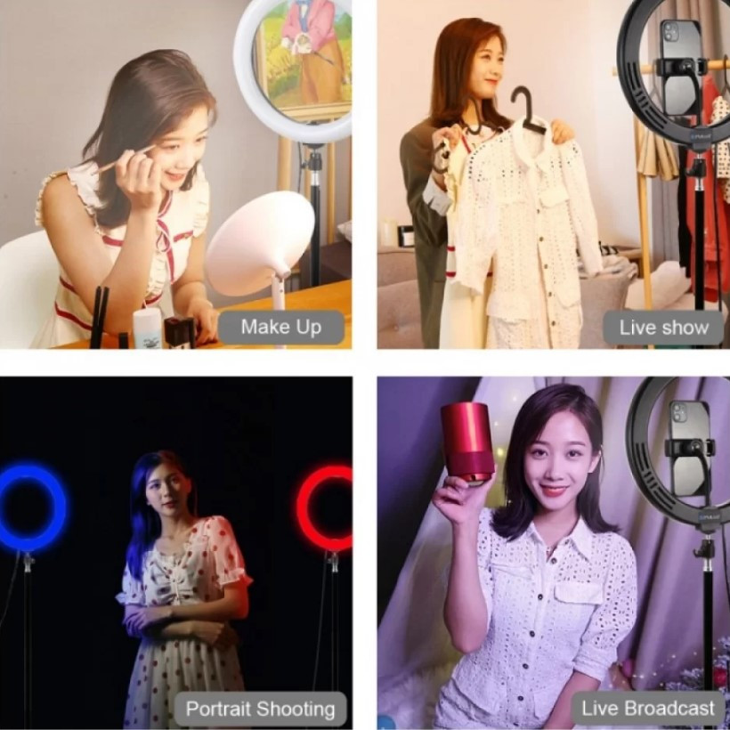 Кольцевой свет со стойкой Puluz PKT3081B RGBWW 26 см. 20W (58465)