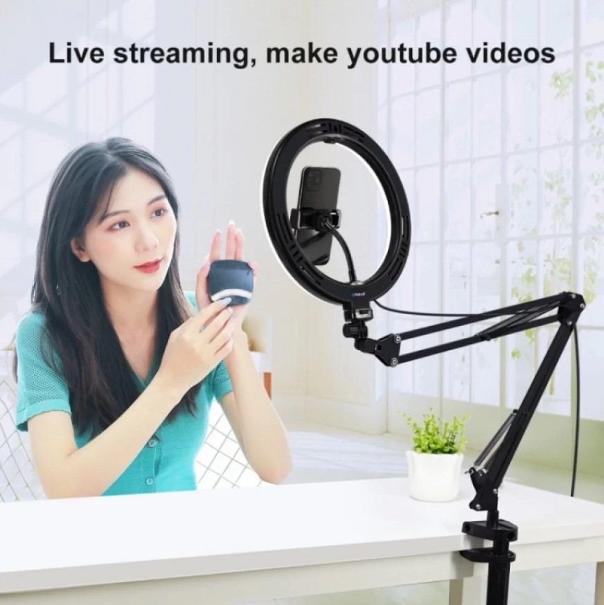 Кольцевой свет со стойкой Puluz PKT3090B 26 см. 10W (58468)