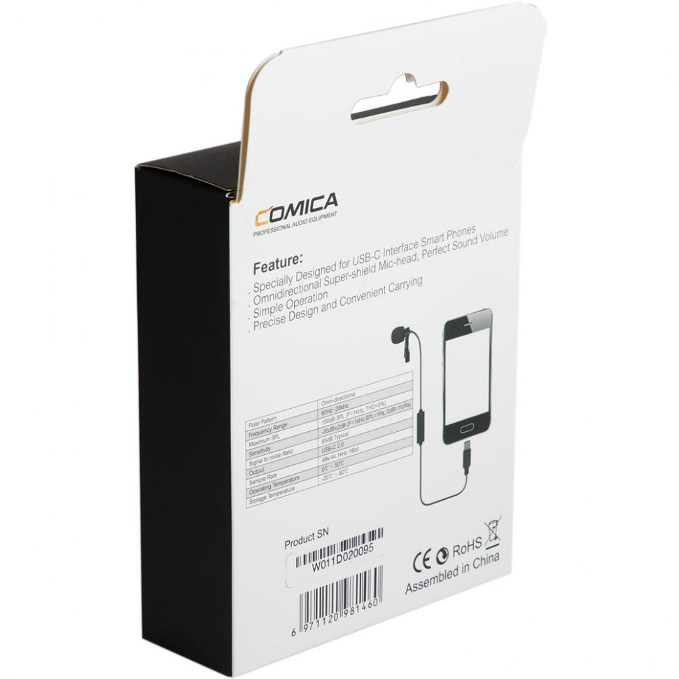 Петличный микрофон Comica CVM-V01SP(UC) USB Type-C 5.5m для камер, экшн-камер и смартфонов (CVM-V01SP(UC)(4.5M))