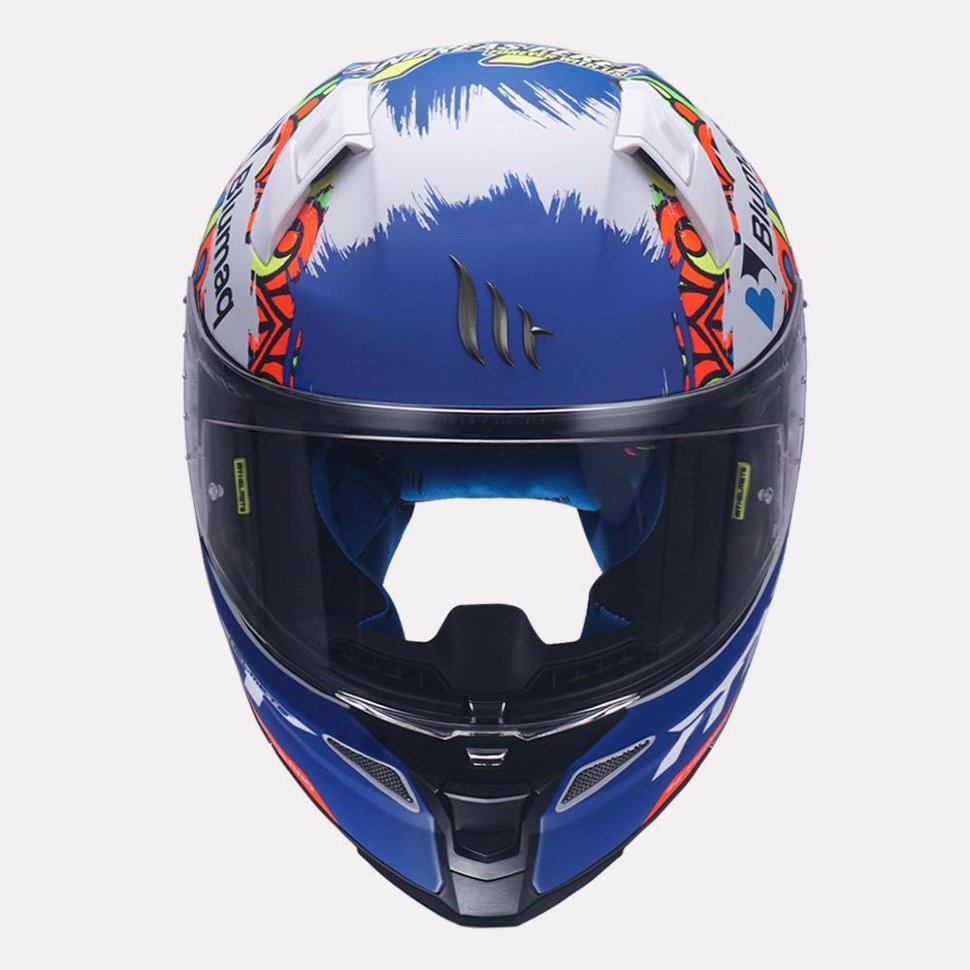 Мотошлем MT Helmets Revenge 2 Moto 3 Blue/White/Red/Yellow Mat