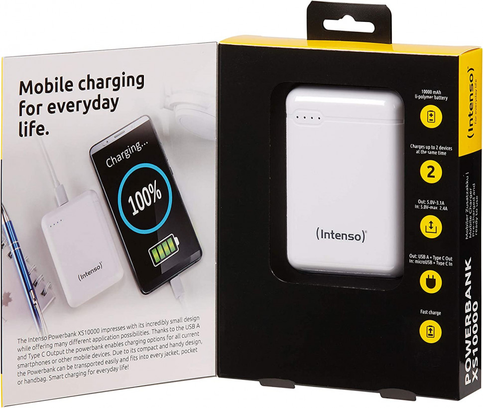 Универсальная мобильная батарея Intenso XS10000 10000mAh, USB-C White (PB930395)