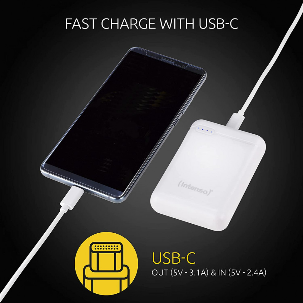 Универсальная мобильная батарея Intenso XS10000 10000mAh, USB-C White (PB930395)