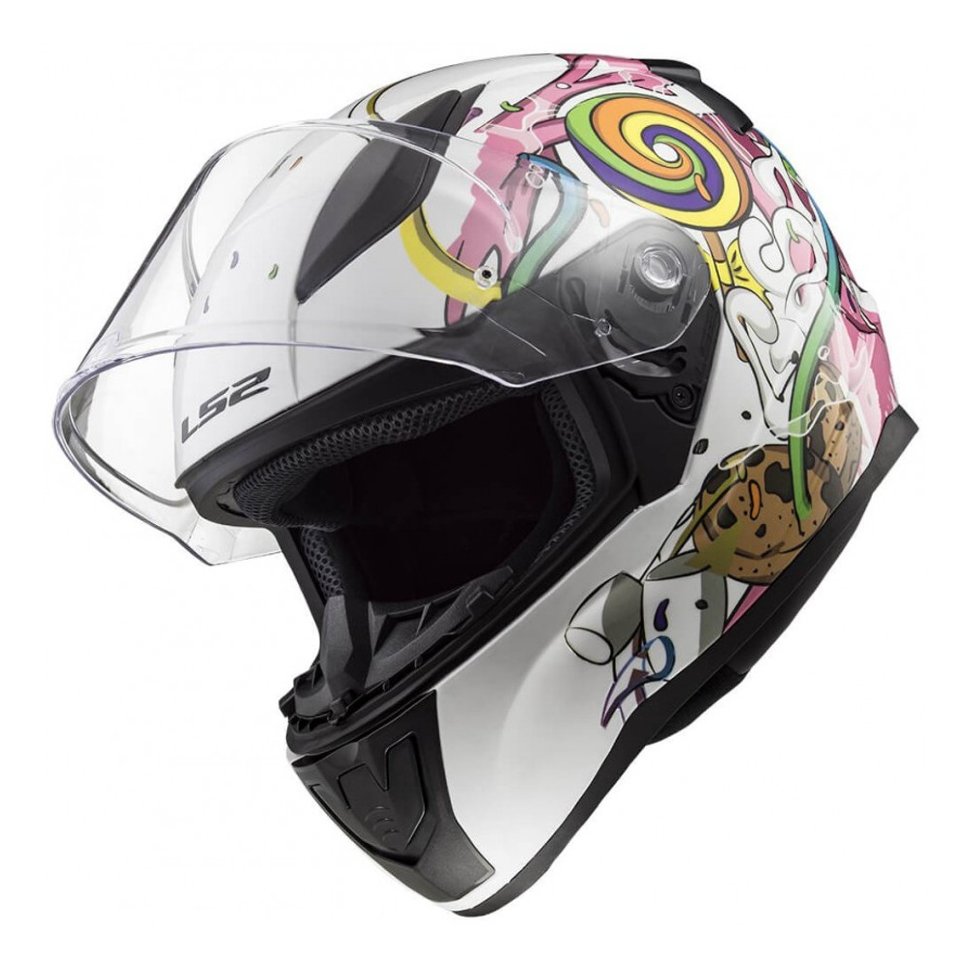 Детский мотошлем LS2 FF353 Rapid Mini Crazy Pop White/Pink