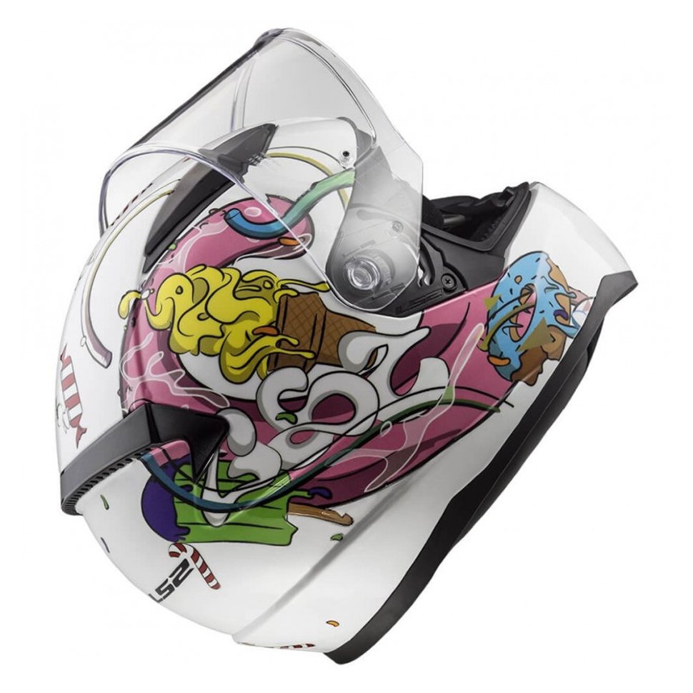 Детский мотошлем LS2 FF353 Rapid Mini Crazy Pop White/Pink