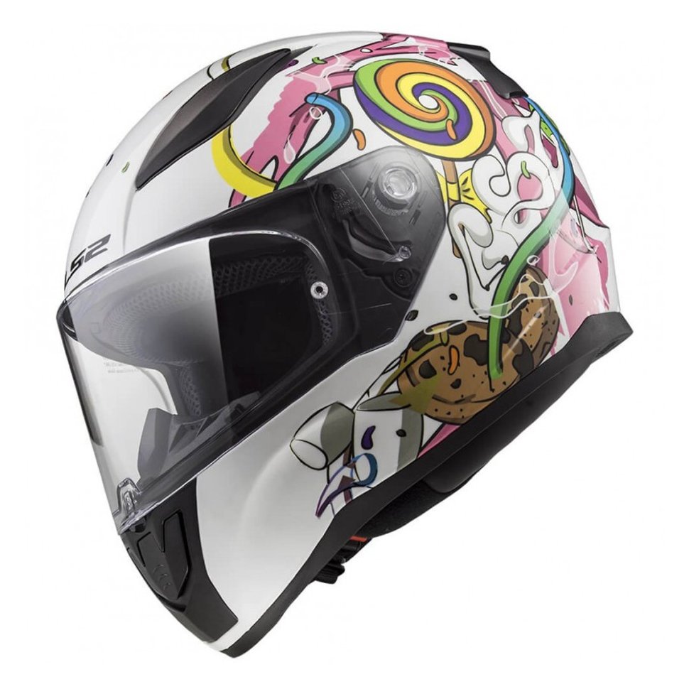Детский мотошлем LS2 FF353 Rapid Mini Crazy Pop White/Pink