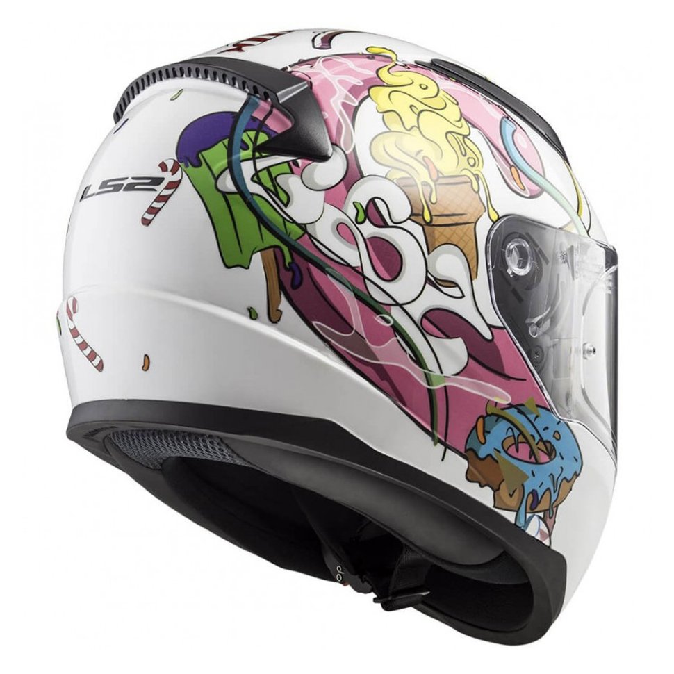 Детский мотошлем LS2 FF353 Rapid Mini Crazy Pop White/Pink