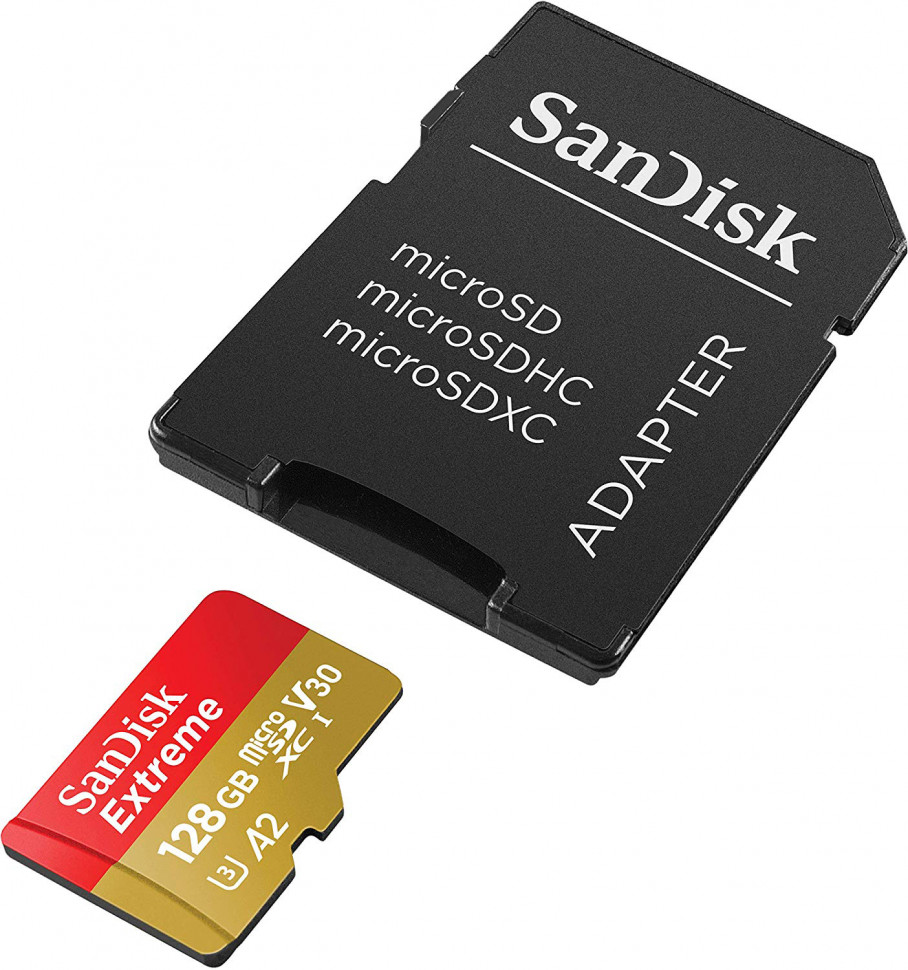SanDisk microSDXC Extreme V30 128GB C10 UHS-I U3 + SD адаптер (SDSQXA1-128G-GN6AA)