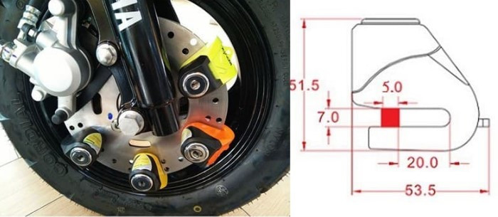 Замок блокировки тормозного диска Kovix KN1 Yellow (00-00215816)