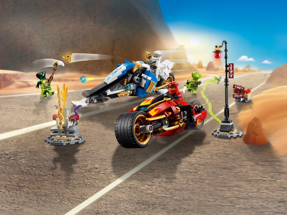 Конструктор Lego Ninjago: мотоцикл-клинок Кая и снегоход Зейна (70667)