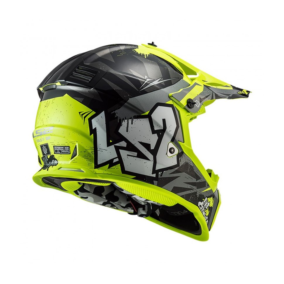Детский мотошлем LS2 MX437 Fast Evo Mini Crusher Black H-V Yellow