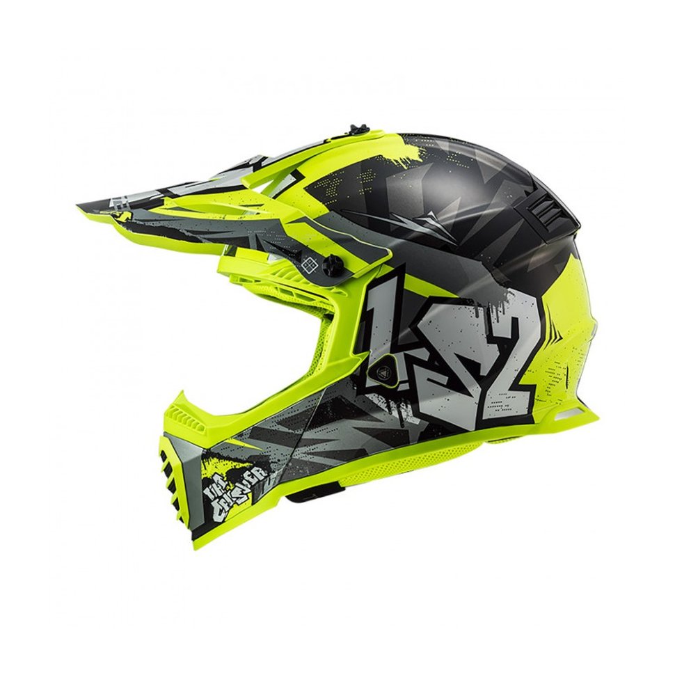 Детский мотошлем LS2 MX437 Fast Evo Mini Crusher Black H-V Yellow