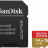 Карта пам'яті SanDisk microSDXC 64GB Extreme A2 Class 10 V30 UHS-I U3 + SD адаптер(SDSQXAH-064G-GN6MA)