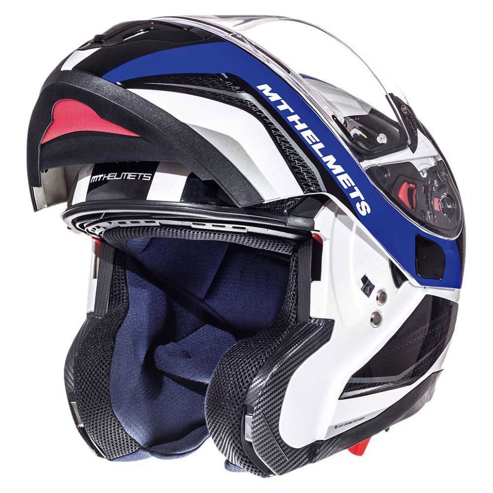 Мотошлем MT Helmets Atom SV Tarmac White Pearl /Black /Blue Brightness