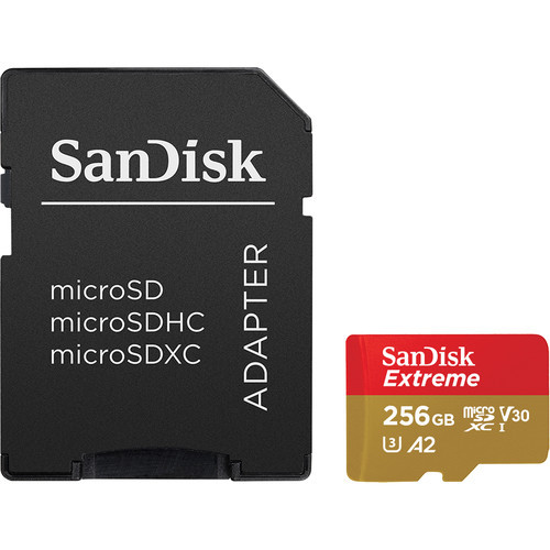 Карта памяти SanDisk 256GB Extreme microSDXC UHS-I + SD-Адаптер (SDSQXA1-256G-AN6MA)