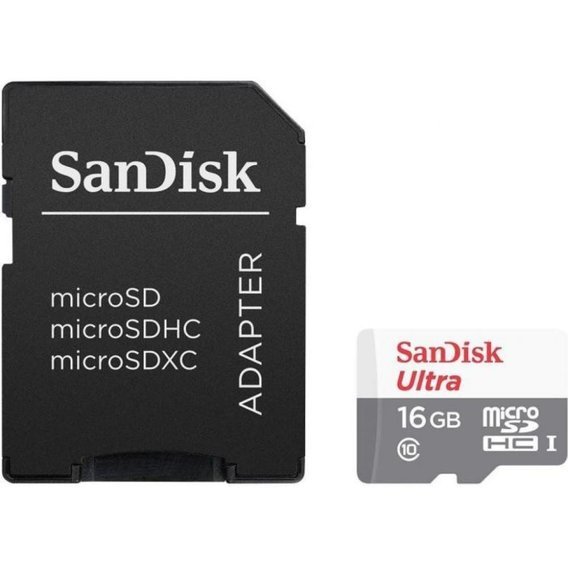 SanDisk Ultra microSDHC UHS-I 16GB сlass10 + SD адаптер (SDSQUNB-016G-GN3MN)