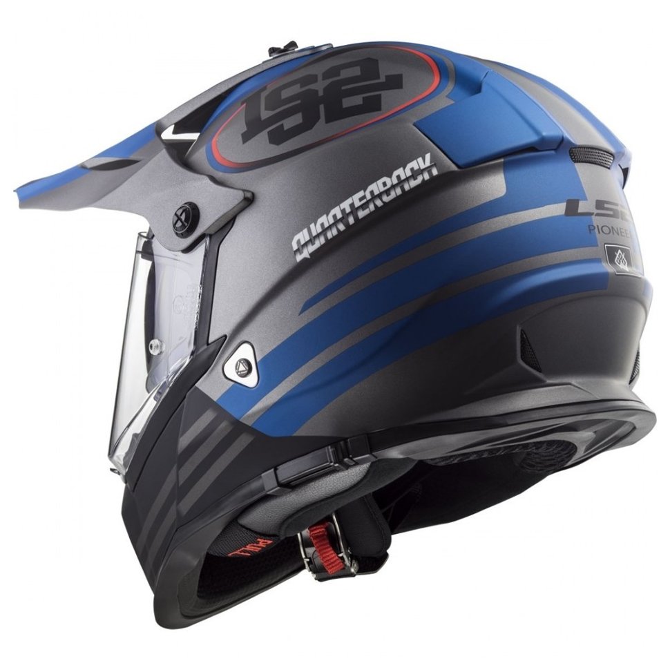 Мотошлем LS2 MX436 Pioneer Quarterback Matt Titanium/Blue