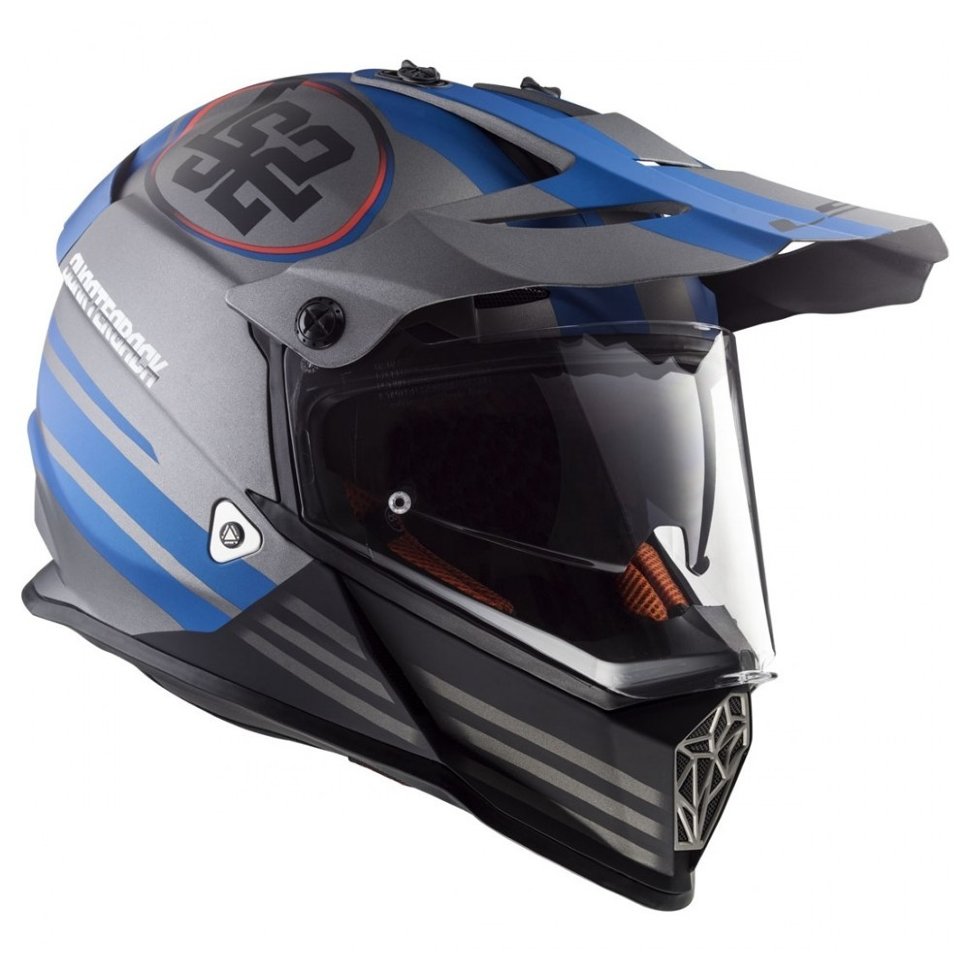 Мотошлем LS2 MX436 Pioneer Quarterback Matt Titanium/Blue