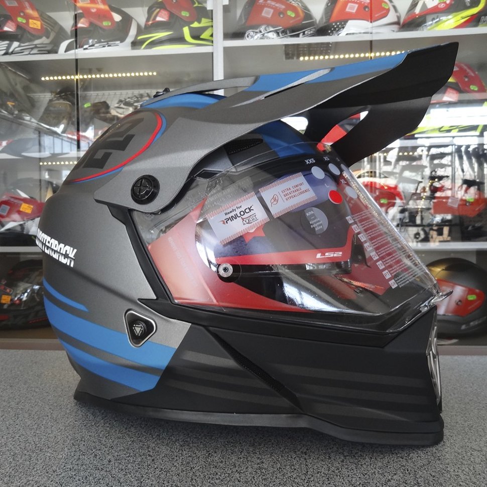 Мотошлем LS2 MX436 Pioneer Quarterback Matt Titanium/Blue