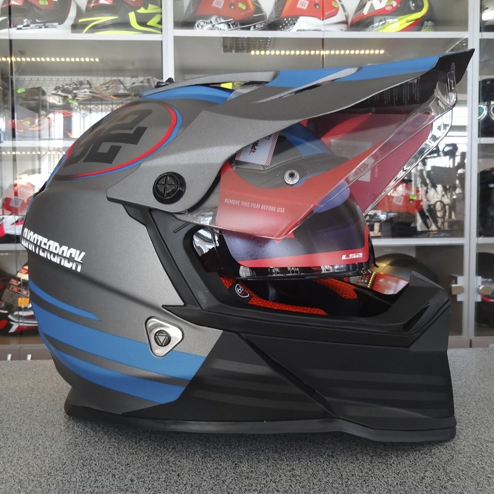 Мотошлем LS2 MX436 Pioneer Quarterback Matt Titanium/Blue