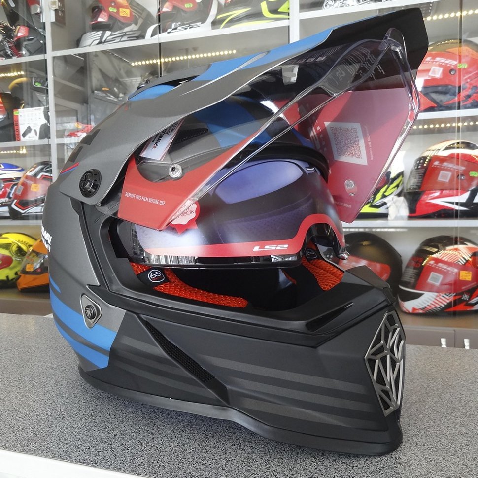 Мотошлем LS2 MX436 Pioneer Quarterback Matt Titanium/Blue