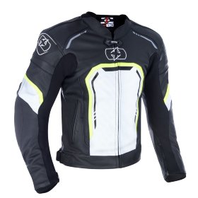 Мотокуртка мужская Oxford Strada MS Leather Sports Jacket Black/White/Fluo