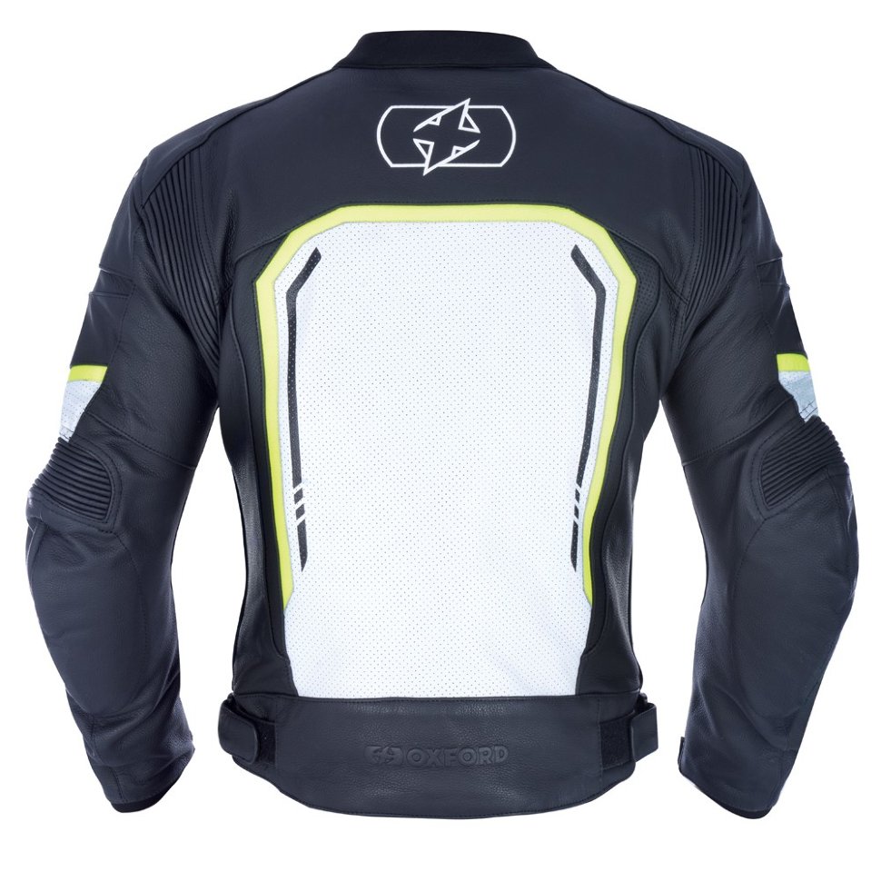 Мотокуртка мужская Oxford Strada MS Leather Sports Jacket Black/White/Fluo