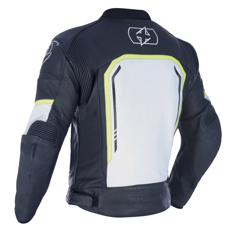 Мотокуртка мужская Oxford Strada MS Leather Sports Jacket Black/White/Fluo
