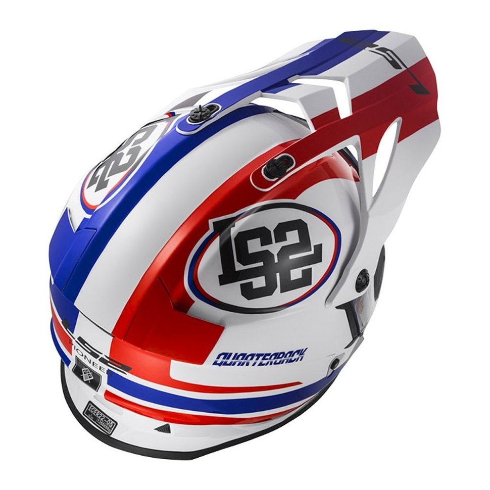 Мотошлем LS2 MX436 Pioneer Quarterback White/Red/Blue