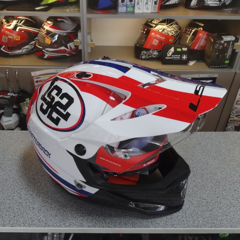 Мотошлем LS2 MX436 Pioneer Quarterback White/Red/Blue