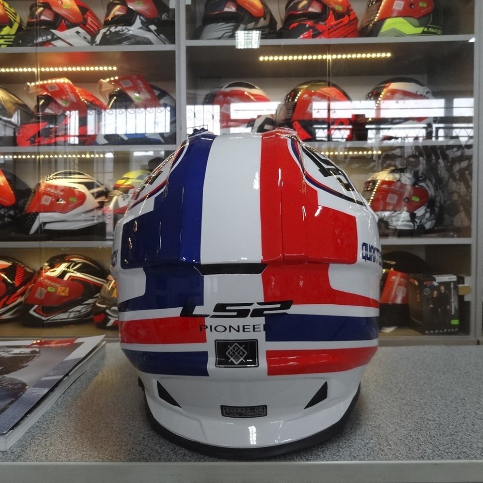 Мотошлем LS2 MX436 Pioneer Quarterback White/Red/Blue