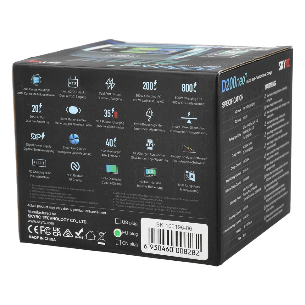 Зарядний пристрій SkyRC D200Neo Plus (АС 200 Вт / 2* DC 800 Вт) (SK-100196-06)