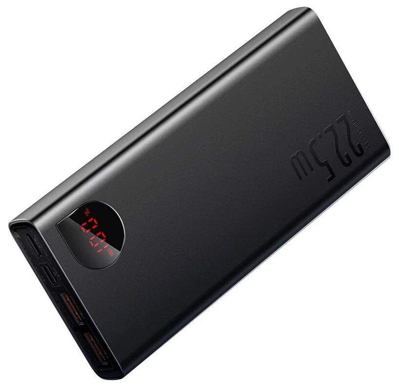 Універсальна мобільна батарея Baseus Adaman Metal 20000 mAh PD 22.5W USB-C 2 x USB-A QC 3.0 Lightning Black (PPAD000101)