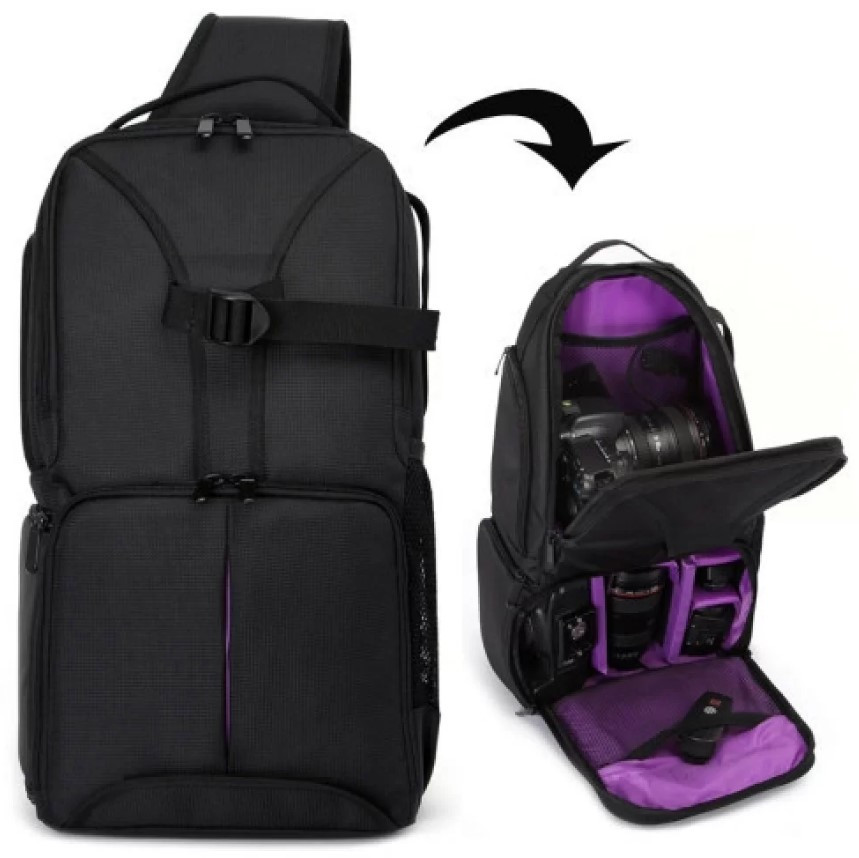Рюкзак для фотоапарата Huwang DAC-0303P Black/Purple (57819)