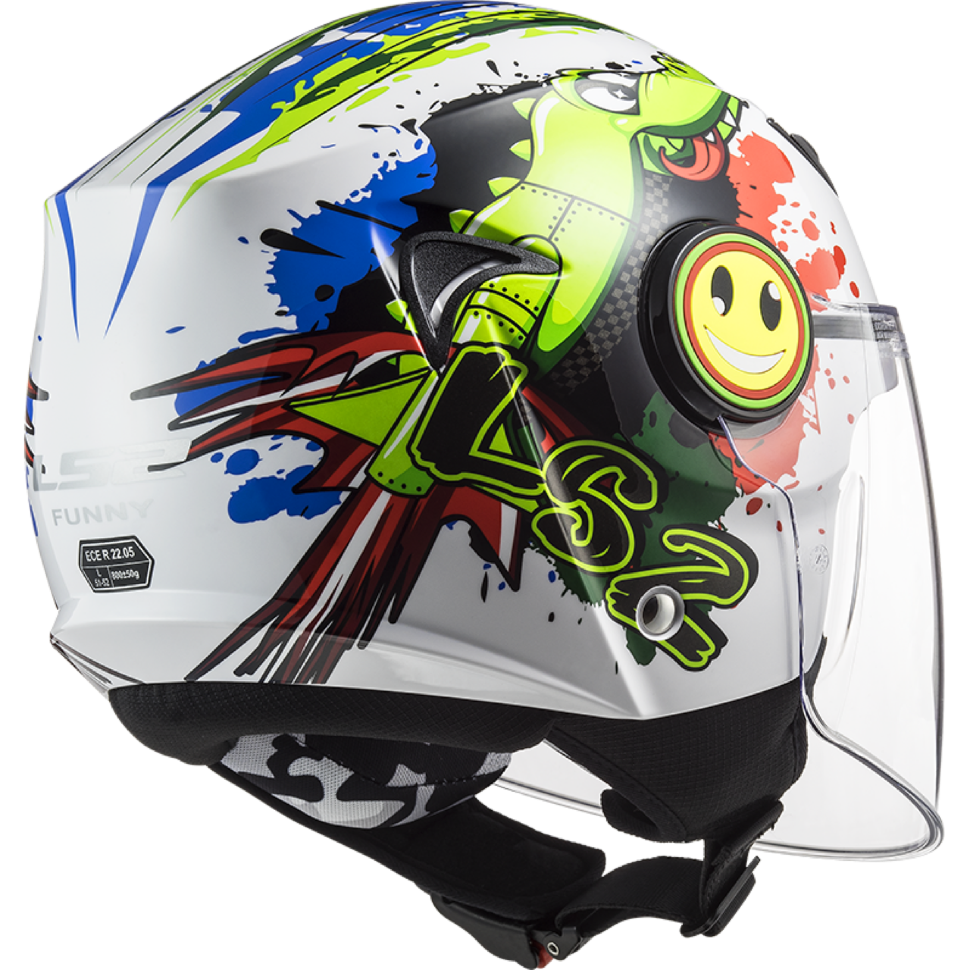 Детский мотошлем LS2 OF602 Funny Croco Gloss White