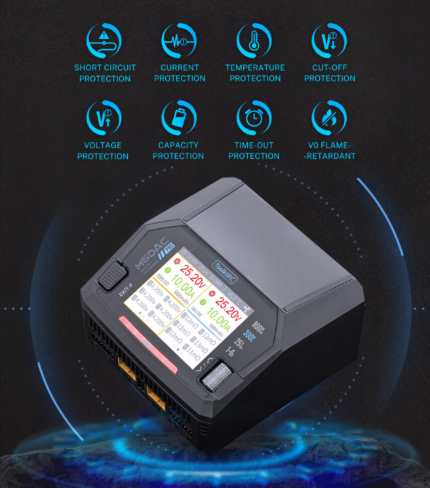 Зарядний пристрій ToolkitRC M6DAC V2 (AC 220 Вт / 2* DC 400 Вт)