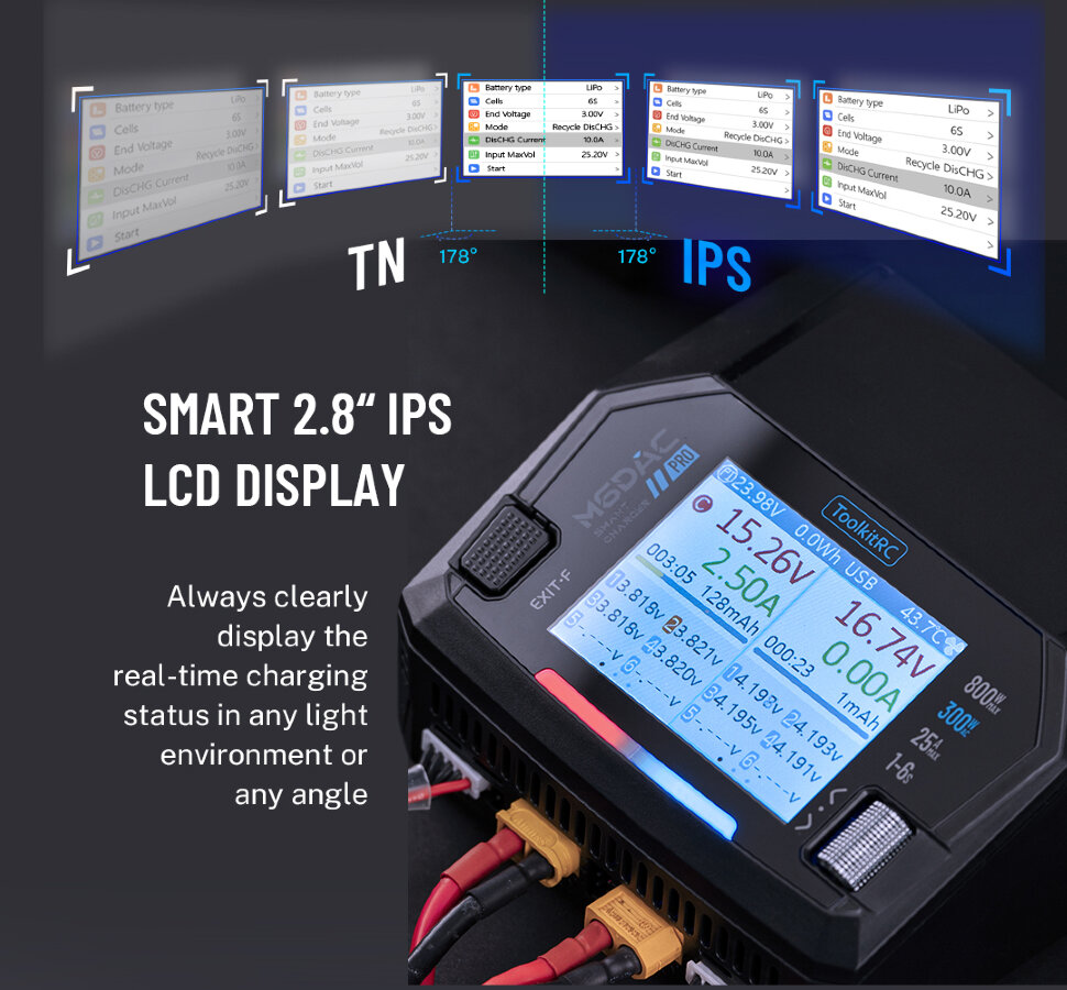 Зарядний пристрій ToolkitRC M6DAC V2 (AC 220 Вт / 2* DC 400 Вт)