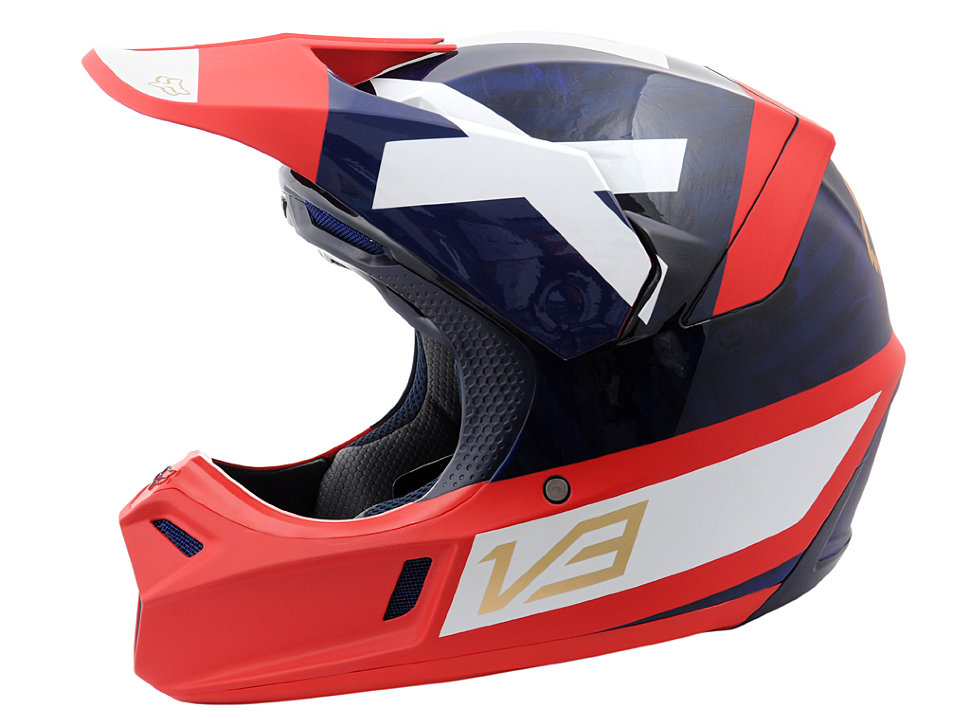 Мотошлем Fox V3 Kustm Helmet Ece Navy/Red