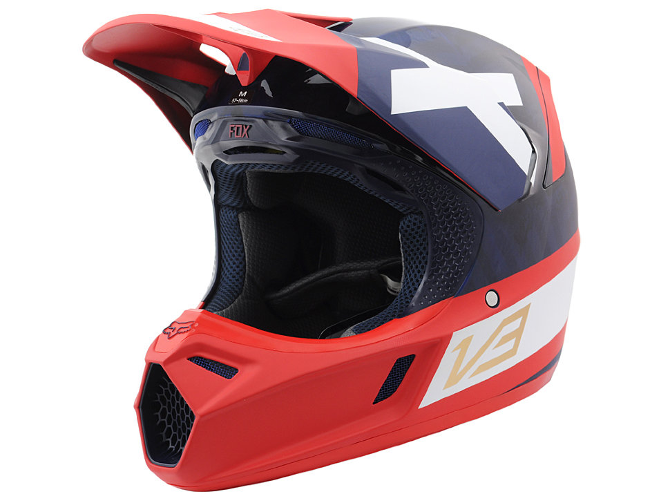 Мотошлем Fox V3 Kustm Helmet Ece Navy/Red