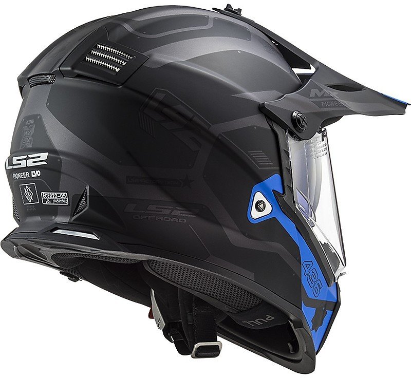 Мотошлем LS2 MX436 Pioneer Evo Cobra Matt Silver/Blue