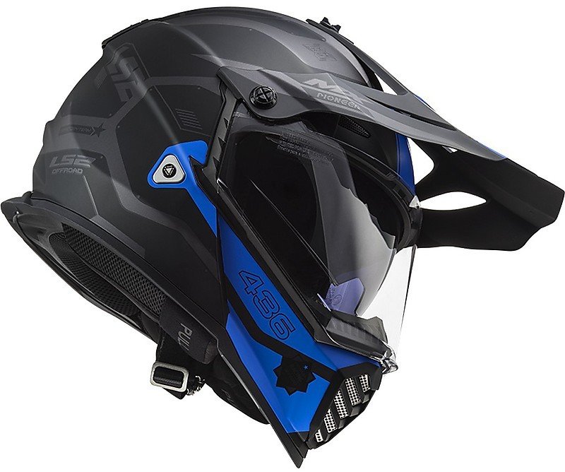 Мотошлем LS2 MX436 Pioneer Evo Cobra Matt Silver/Blue