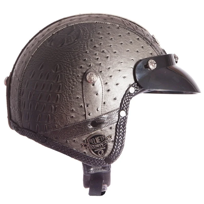 Мотошлем для чоппера Vintage Gray Crocodile (VIN-5)