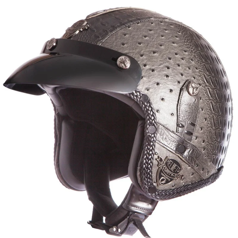 Мотошлем для чоппера Vintage Gray Crocodile (VIN-5)