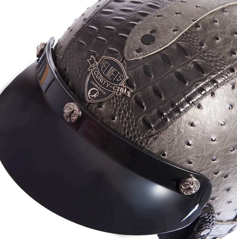 Мотошлем для чоппера Vintage Gray Crocodile (VIN-5)