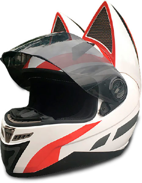 Мотошлем Nitrinos Neko White/Red/Black