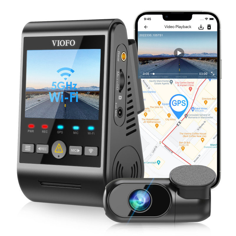 Видеорегистратор Viofo A229 Duo 2K + 2К c GPS и камерой заднего вида
