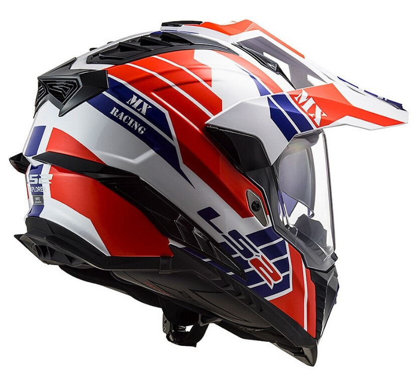 Мотошлем LS2 MХ701 Explorer Atlantis Gloss White/Red/Blue