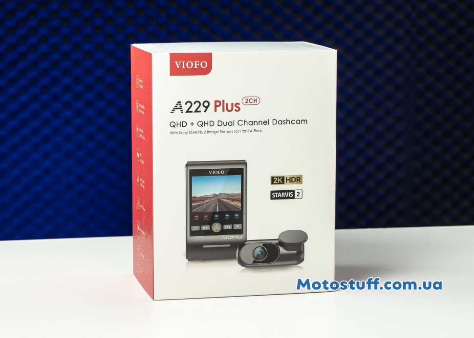 Відеореєстратор Viofo A229 Plus 2K + 2К з GPS і камерою заднього виду