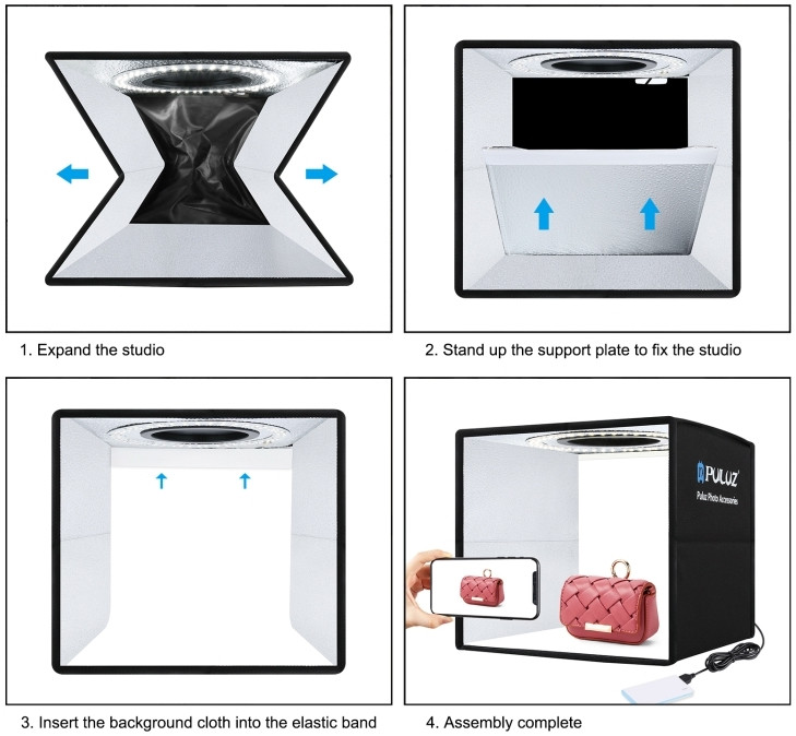 Фотобокс с подсветкой Puluz PU5025B 25x25x25 см.